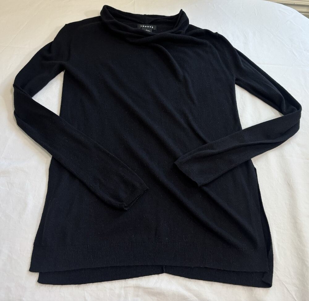 Trouve Mock Neck Sweater Black Preppy Old Money Base Layer Capsule Classy Size S